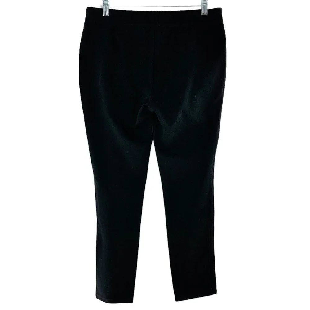 Eileen Fisher Black Rayon Ponte Knit Slim Pants Size Small